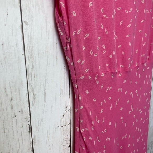 Chadwick’s Pink Sleeveless Dress with Leaf Pattern size 4, 100% silk shell - Picture 4 of 9
